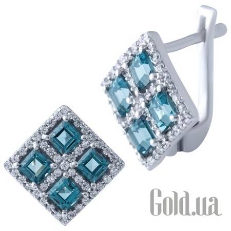 Серьги Серебряные серьги с топазами и куб. циркониями