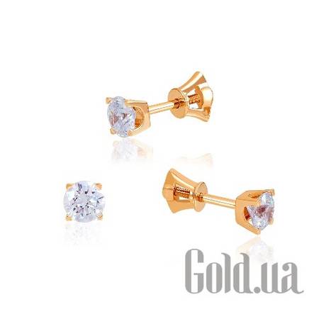 Серьги-гвоздики Золотые серьги с кристаллами 