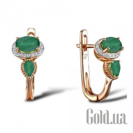Серьги Золотые серьги с бриллиантами и изумрудами