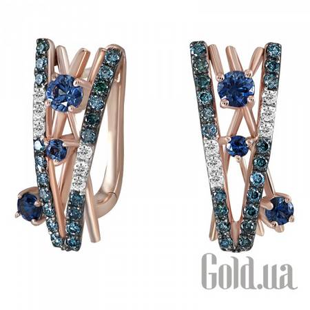 Серьги Золотые серьги с бриллиантами и сапфирами