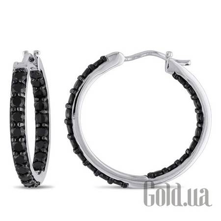 Серьги-кольца Серебряные серьги со шпинелью