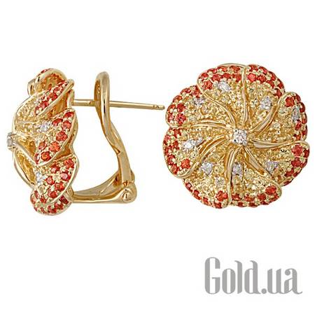 Серьги Золотые серьги с бриллиантами и сапфирами
