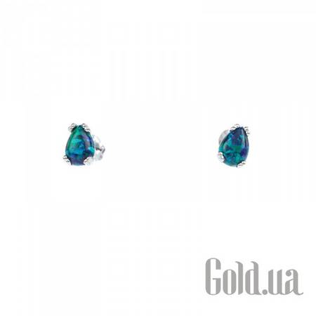 Серьги-гвоздики Серебряные серьги с синт. опалами