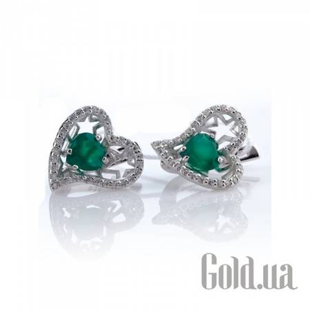 Серьги Серебряные серьги с агатами и куб. циркониями