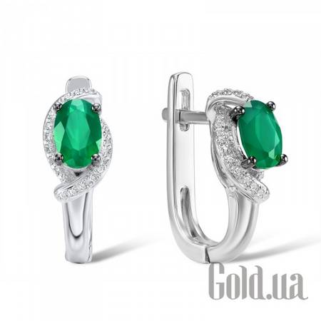 Серьги Золотые серьги с бриллиантами и изумрудами