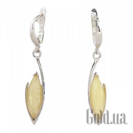 Серьги с подвесками Серебряные серьги с янтарем