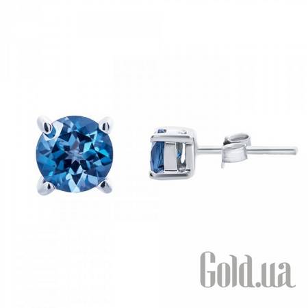 Серьги-гвоздики Серебряные серьги с топазами