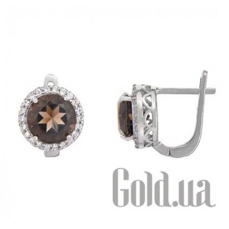 Серьги Серебряные серьги с раух-топазами и куб. циркониями