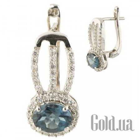 Серьги Серебряные серьги с топазами и куб.циркониями