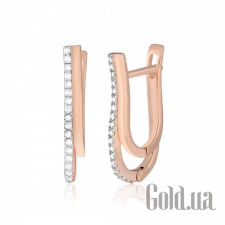 Серьги Серебряные серьги  с куб. циркониями в позолоте