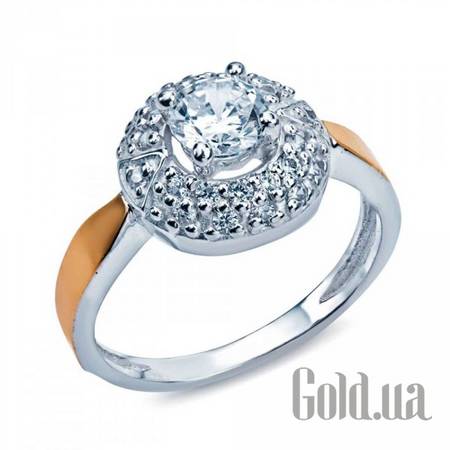 Кольцо Серебряное кольцо с куб. циркониями и вставками из золота, 19.5