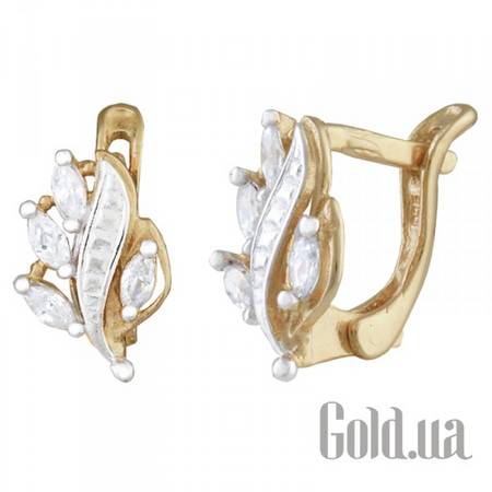 Серьги Серебряные серьги с куб. циркониями в позолоте