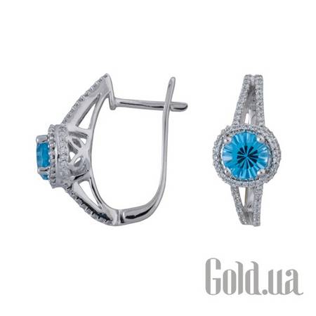 Серьги Золотые серьги с бриллиантами и топазами