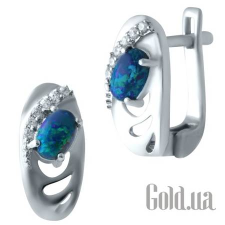 Серьги Серебряные серьги с опалами и куб. циркониями