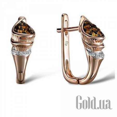 Серьги Золотые серьги с бриллиантами и цитринами