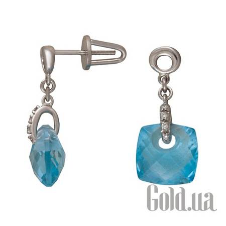 Серьги с подвесками Золотые серьги с бриллиантами и топазами