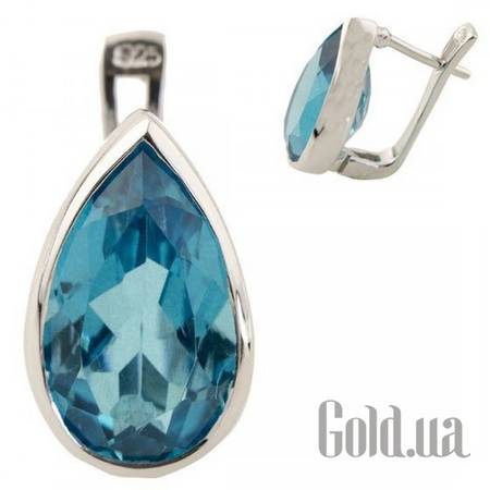 Серьги Серебряные серьги с синт. топазами