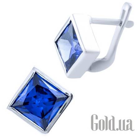 Серьги Серебряные серьги с синт. танзанитами