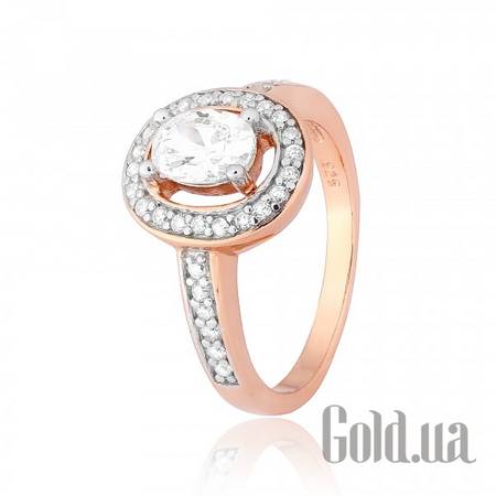 Кольцо Серебряное кольцо с куб. циркониями в позолоте, 19.5