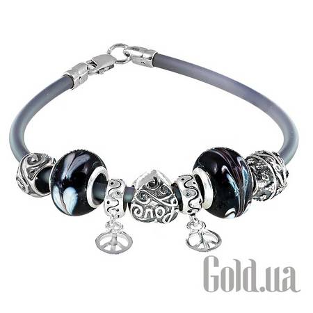 Браслет Каучуковый браслет с серебром и 7 подвесками