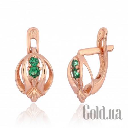 Серьги Серебряные серьги с  куб. циркониями в позолоте