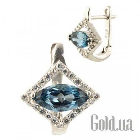 Серьги Серебряные серьги с топазами и куб.циркониями