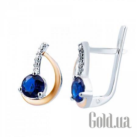 Серьги Серебряные серьги с куб. циркониями и вставками из золота