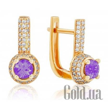 Серьги Золотые серьги с аметистами и куб. циркониями
