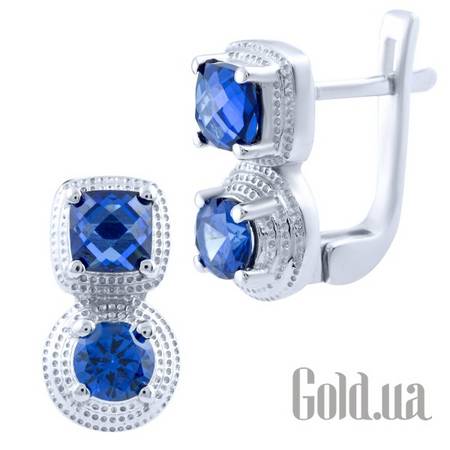 Серьги Серебряные серьги с синт. танзанитами