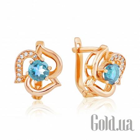 Серьги Золотые серьги с куб. циркониями и топазами