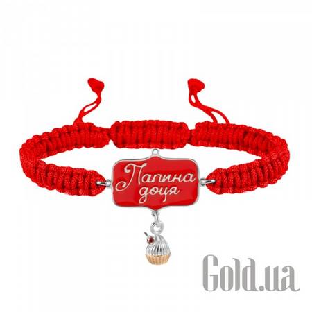 Браслет Детский браслет из нейлоновой нити с серебром, куб. цирконием и эмалью в позолоте