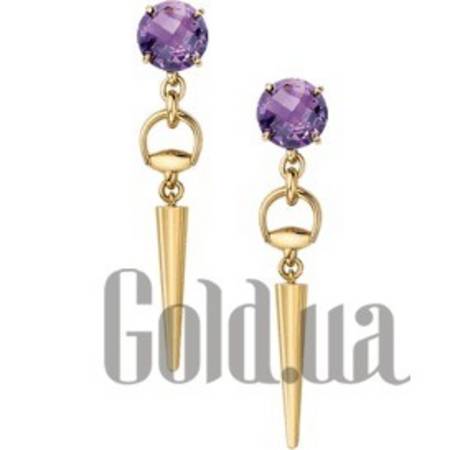 Серьги с подвесками Золотые серьги с аметистами