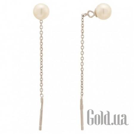 Серьги с подвесками Серебряные серьги  с жемчугом