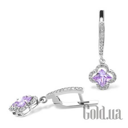Серьги с подвесками Серебряные серьги с куб. циркониями