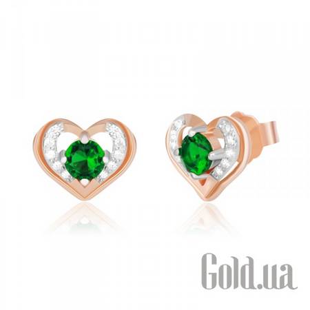 Серьги-гвоздики Серебряные серьги с куб. циркониями в позолоте