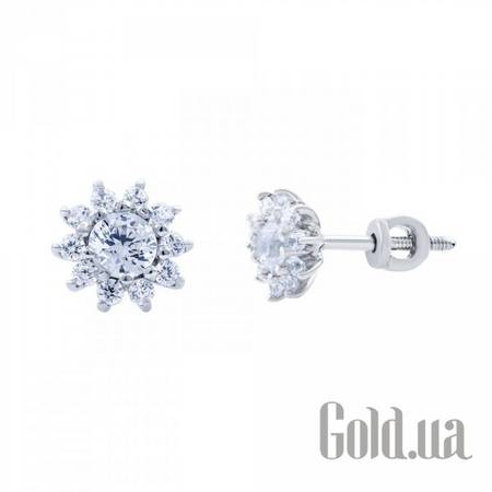 Серьги-гвоздики Серебряные серьги с куб. циркониями