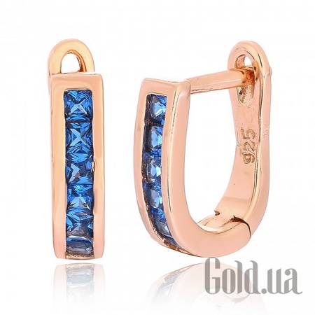 Серьги Серебряные серьги с  куб. циркониями в позолоте