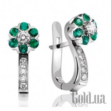 Серьги Золотые серьги с бриллиантами и изумрудами