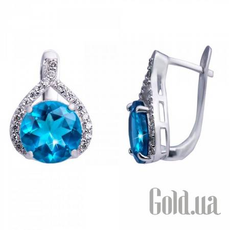 Серьги Серебряные серьги с кварцами и куб. циркониями