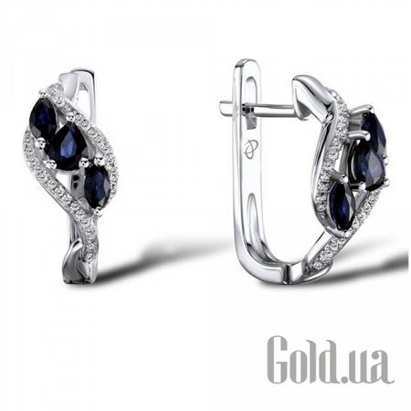 Серьги Золотые серьги с бриллиантами и сапфирами