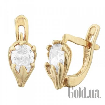 Серьги Серебряные серьги с куб. циркониями в позолоте