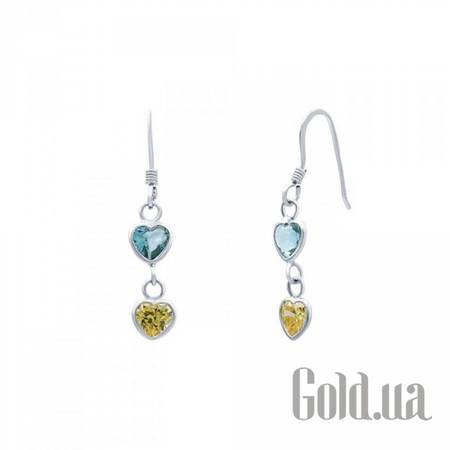 Серьги с подвесками Серебряные серьги с куб. циркониями