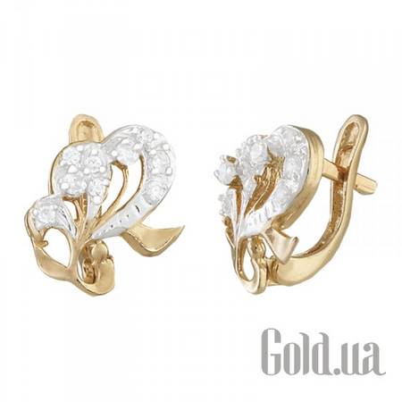 Серьги Серебряные серьги с куб. циркониями в позолоте