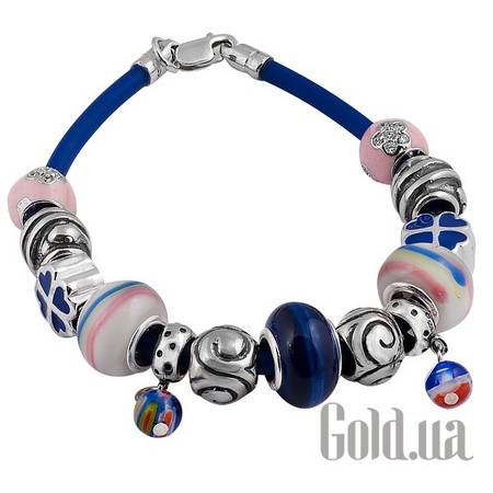 Браслет Каучуковый браслет с серебром и 13 подвесками