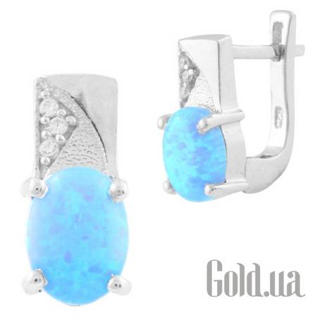 Серьги Серебряные серьги с опалами и куб. циркониями