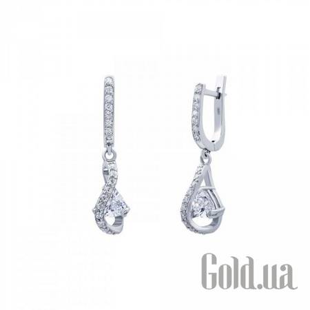 Серьги с подвесками Серебряные серьги с куб. циркониями