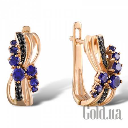 Серьги Золотые серьги с сапфирами и бриллиантами