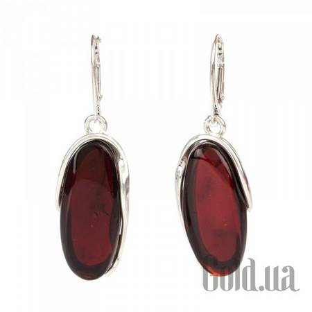 Серьги с подвесками Серебряные серьги с янтарем