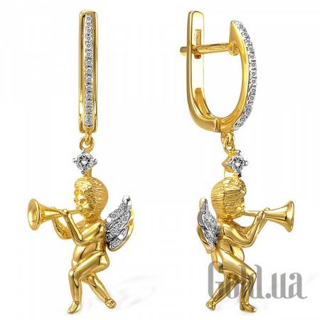 Серьги Золотые серьги с бриллиантами и топазами