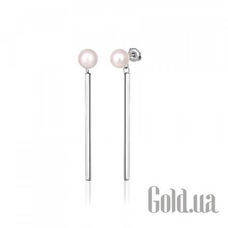Серьги с подвесками Серебряные серьги  с жемчугом